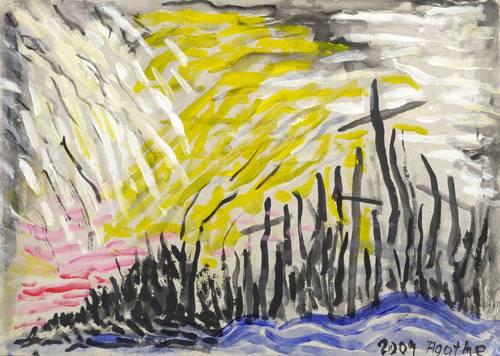 Böttcher, Agathe -  -  - Ohne Titel (Kreuzfeld am Wasser)