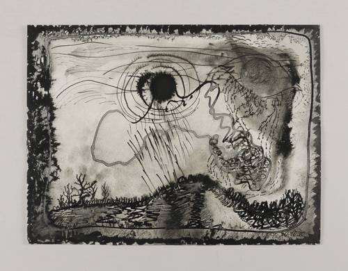 Böttcher, Agathe -  -  - Ohne Titel (Gestirne überm Hügelland)