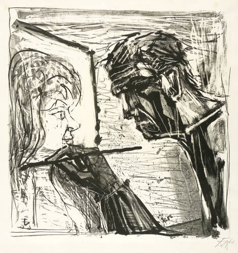 Dix, Otto -  -  - Selbstbildnis im Profil beim Malen