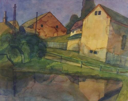 Drechsler, Klaus -  -  - Zwei Scheunengiebel am Dorfteich (Reitzendorf)