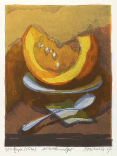 Drechsler, Klaus -  -  - Kürbisteller mit Löffel