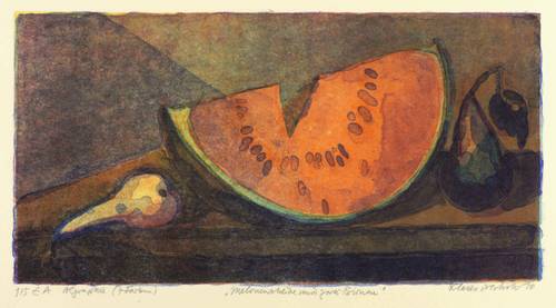 Drechsler, Klaus -  -  - Melonenscheibe und zwei Birnen