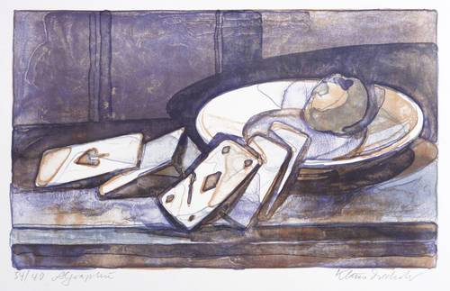 Drechsler, Klaus -  -  - Zinnteller mit Spielkarten