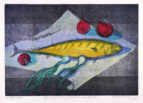 Drechsler, Klaus -  -  - Räucherfisch mit Zwiebellauch und Tomaten