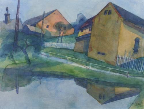 Drechsler, Klaus -  -  - Zwei Scheunengiebel am Dorfteich I (Reitzendorf)