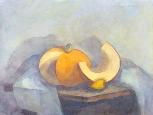 Drechsler, Klaus -  -  - Aufgeschnittener Kürbis mit Birne III