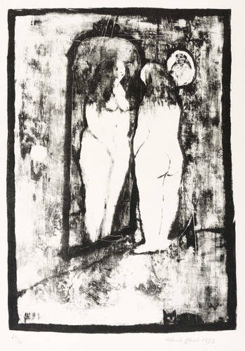 Ebert, Albert -  -  - Akt vor Spiegel (mit Katze)