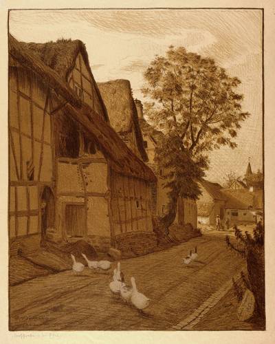 Volkmann, Hans Richard von -  -  - Dorfstraße in der Eifel