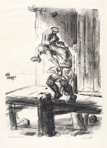 Slevogt, Max - Lederstrumpf-Erzählungen - Lederstrumpf-Erzählungen - Harry Hurry schleudert einen Huronen ins Wasser