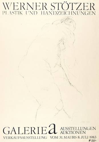 Stötzer, Werner - Ausstellungsplakat Galerie a - Ausstellungsplakat Galerie a - Großer sitzender Akt von der Seite