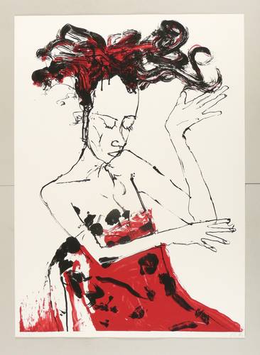 Trendafilov, Gudrun -  -  - Sitzende mit roter Decke
