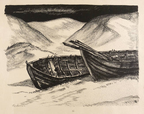 Kempe, Fritz -  -  - Kurenkähne an der Hohen Düne (Nidden)