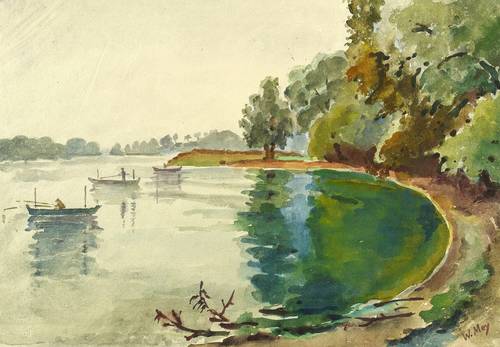 Mey, Walter -  -  - Angler in einer Bucht