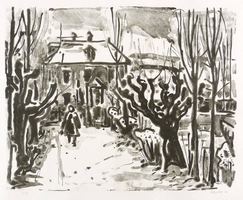 Hippold, Erhard -  -  - Winterliches Haus in Radebeul (Augustusweg 43)