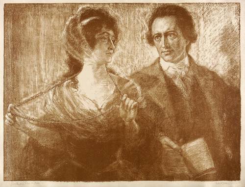 Bauer, Karl -  -  - Goethe mit Frau v. Stein