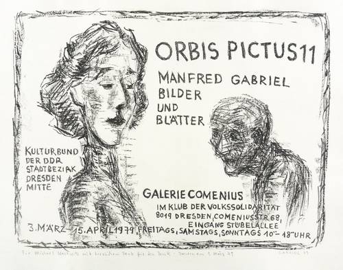 Gabriel, Manfred - Ausstellungsplakat Galerie Comenius - Ausstellungsplakat Galerie Comenius - Junge Frau und alter Mann