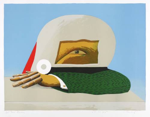 Antes, Horst -  -  - Bildnis maskiert (quer) mit grünem Ärmel