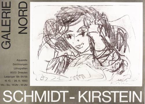 Schmidt-Kirstein, Helmut - Ausstellungsplakat Galerie Nord Dresden - Ausstellungsplakat Galerie Nord Dresden - Mädchen mit Händen im Haar