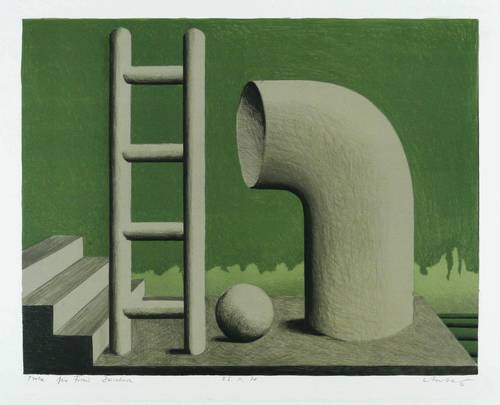 Antes, Horst -  -  - Stillleben mit Leiter, Kugel und Rohrt