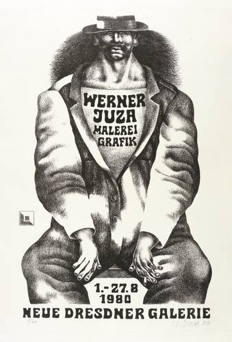 Juza, Werner - Ausstellungsplakat Neue Dresdner Galerie - Ausstellungsplakat Neue Dresdner Galerie - Mann mit Zigarette