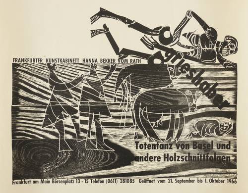 Grieshaber, HAP - Ausstellungsplakat Kunstkabinett Hanna Bekker vom Rath - Ausstellungsplakat Kunstkabinett Hanna Bekker vom Rath - Totentanz von Basel und andere Holzschnittfolgen