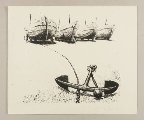 Escher, Hans -  -  - Fischerboote mit Anker