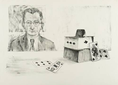 Escher, Hans -  -  - Selbstbildnis mit Spielkarten