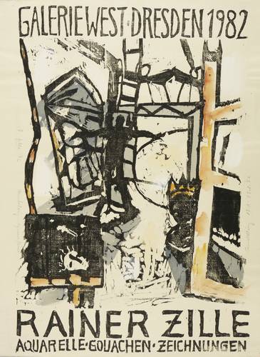 Zille, Rainer - Ausstellungsplakat Galerie West Dresden - Ausstellungsplakat Galerie West Dresden - Hinter der Bühne