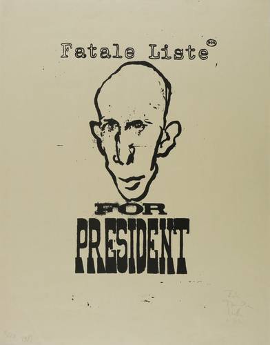 Nitsche, Frank (und andere) - Plakat Hochschule für Bildende Künste Dresden - Plakat Hochschule für Bildende Künste Dresden - Fatale Liste. (Johannes Heisig) for President