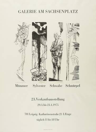 Münzner, Rolf. - Sylvester, Peter. - Schwabe, Klaus. -Schnürpel, Peter - Ausstellungsplakat Galerie am Sachsenplatz - Ausstellungsplakat Galerie am Sachsenplatz - 23. Verkaufsausstellung