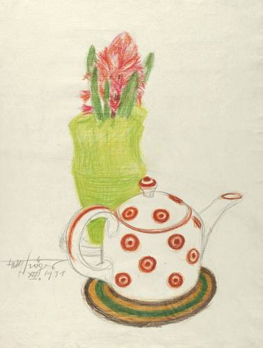 Tröger, Fritz -  -  - Stillleben mit Kanne und Hyazinthe