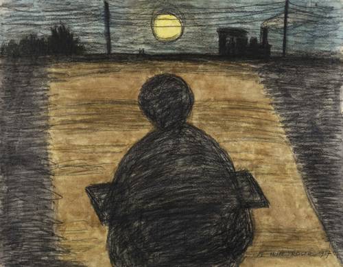 Tröger, Fritz -  -  - Zeichner in Mondlandschaft