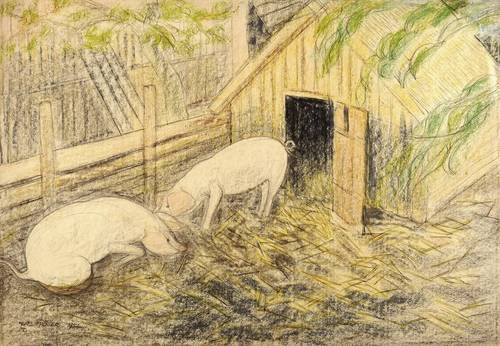 Tröger, Fritz -  -  - Zwei Schweine