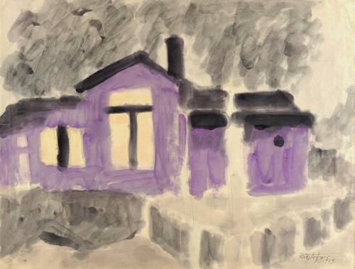 Tröger, Fritz -  -  - Erleuchtetes Haus in der Vollmondnacht