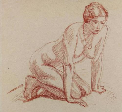 Hofmann, Ludwig von -  -  - Kniender weiblicher Akt