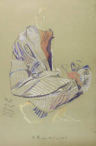 Klinger, Max - Zwanzig Studien - Zwanzig Studien - Kauernder Akt im Kimono