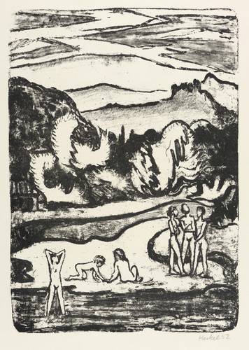 Heckel, Erich -  -  - Badende Kinder
