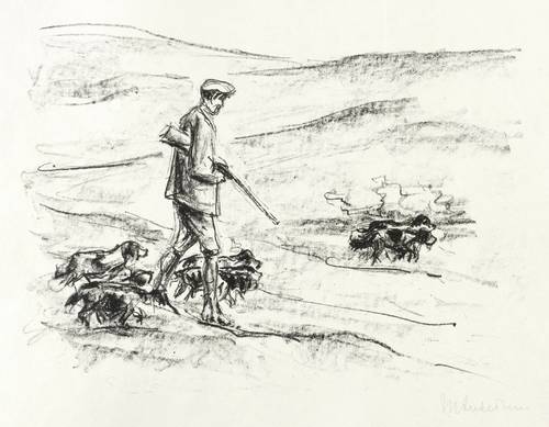Liebermann, Max -  -  - Jäger mit Spaniels (in den Dünen)