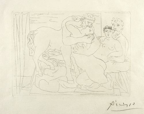Picasso, Pablo -  -  - Le Repos du Sculpteur devant un Centaure et une Femme