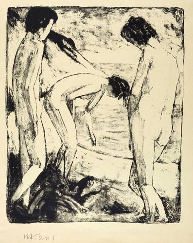 Kaus, Max -  -  - Drei Akte am Steilufer (Badende am Fördestrand)