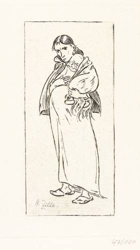 Zille, Heinrich -  -  - Schwangere Frau mit Kind auf dem Arm