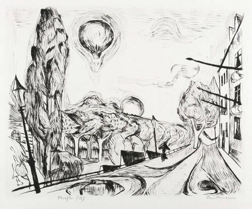 Beckmann, Max -  -  - Landschaft mit Ballon (Straße in Frankfurt)