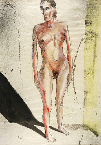 Giebe, Hubertus -  -  - Stehender Akt (Eleonore)