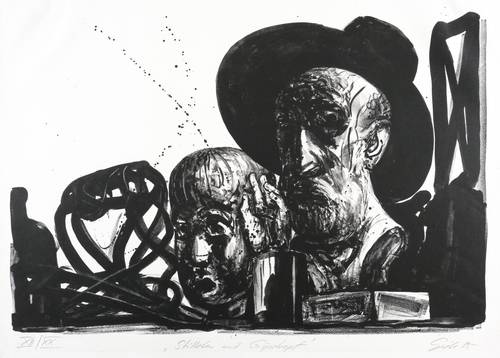 Giebe, Hubertus -  -  - Stillleben mit Gipskopf