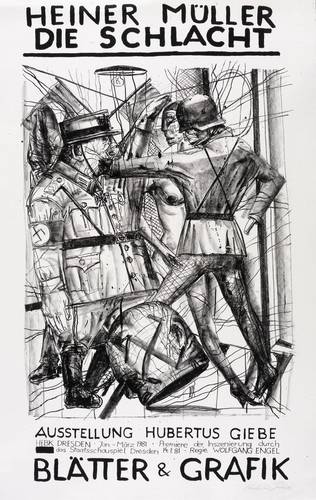 Giebe, Hubertus - Ausstellungsplakat Hochschule für Bildende Künste Dresden - Ausstellungsplakat Hochschule für Bildende Künste Dresden - Die Schlacht (Heiner Müller)