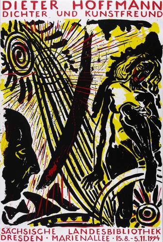 Giebe, Hubertus - Ausstellungsplakat Sächsische Landesbibliothek Dresden - Ausstellungsplakat Sächsische Landesbibliothek Dresden - Dieter Hoffmann. Dichter und Kunstfreund