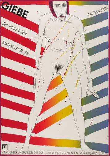 Giebe, Hubertus - Ausstellungsplakat Galerie Unter den Linden Berlin - Ausstellungsplakat Galerie Unter den Linden Berlin - Großer stehender Akt