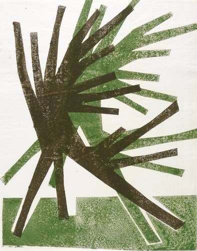 Glöckner, Hermann -  -  - Ohne Titel (Strahlen in Grün und Braun)
