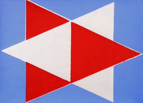 Glöckner, Hermann -  -  - Durchdringung (Rotes und weißes Dreieck auf Blau)