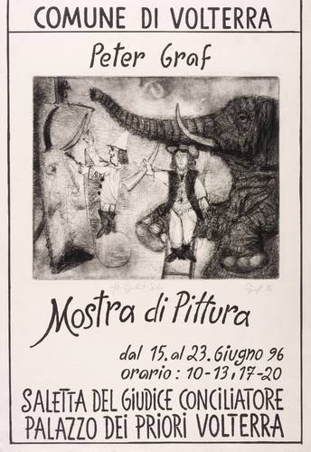 Graf, Peter - Ausstellungsplakat Palazzo dei Priori Volterra - Ausstellungsplakat Palazzo dei Priori Volterra - Das Porträtieren des Elefanten
